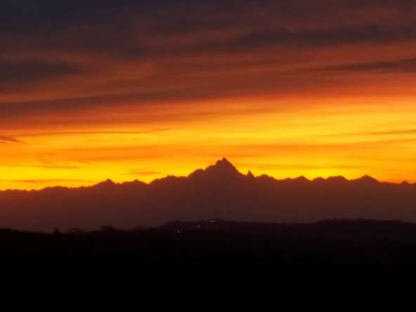 Utsikt Alper i solnedgang